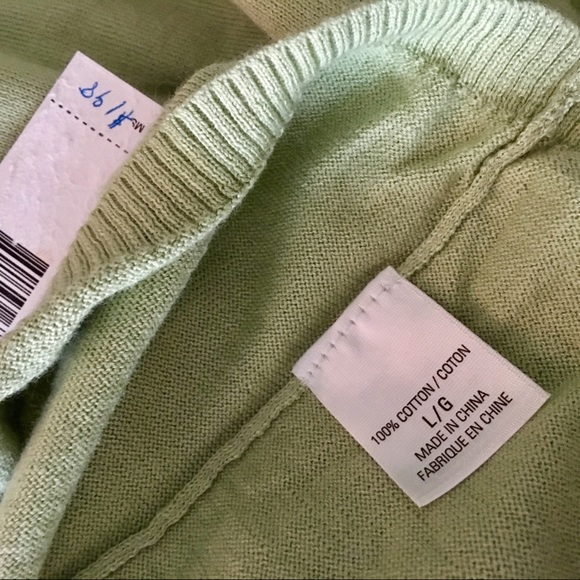 Elie Tahari green crewneck long sleeve cotton sweater size large - Picture 5 of 6